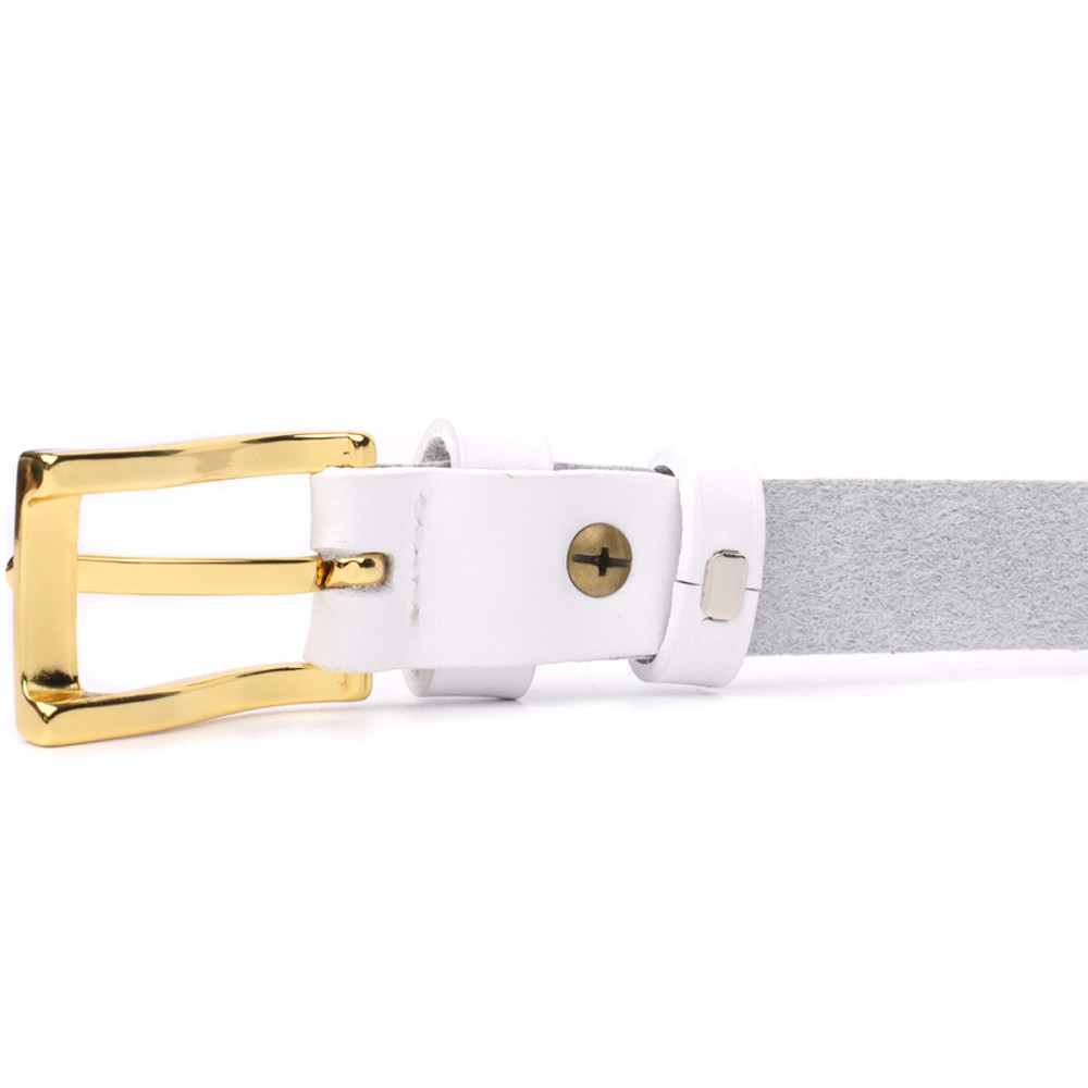 Стильний тонкий шкіряний ремінь для жінок GRANDE PELLE 22948 Білий Київ - фото 7