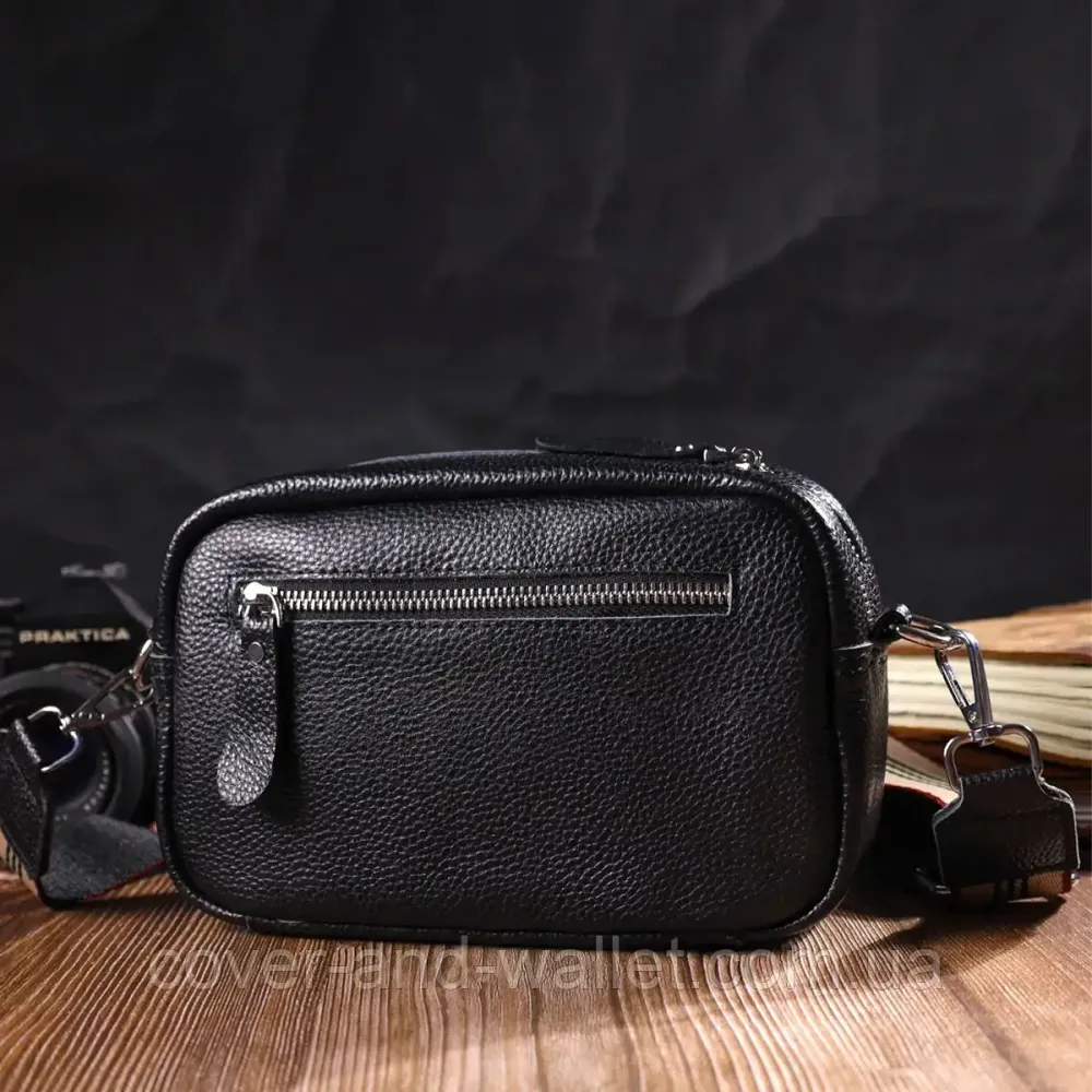Черная женская сумка-кроссбоди из натуральной кожи Leather Collection Киев - изображение 8