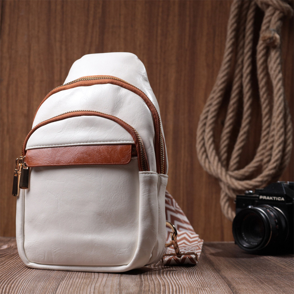 Жіноча сумка з однією лямкою через плече з гладкої екошкіри Vintage 22768 Білий Київ - фото 9