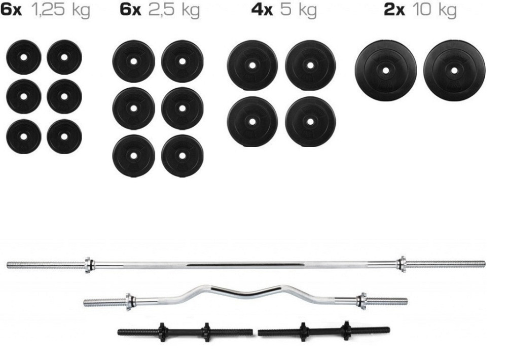 Штанга наборная + W-образный гриф с гантелями 80 кг Гантели, гири, штанги и диски ударостойкий пластик Киев - изображение 2