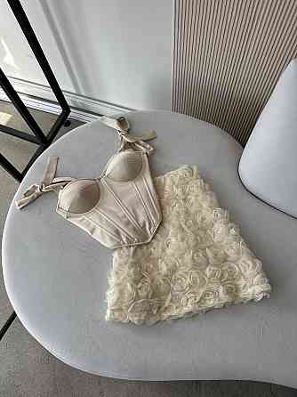 Женский романтичный корсетный комплект с 3D-цветами Бежевый, S Одесса