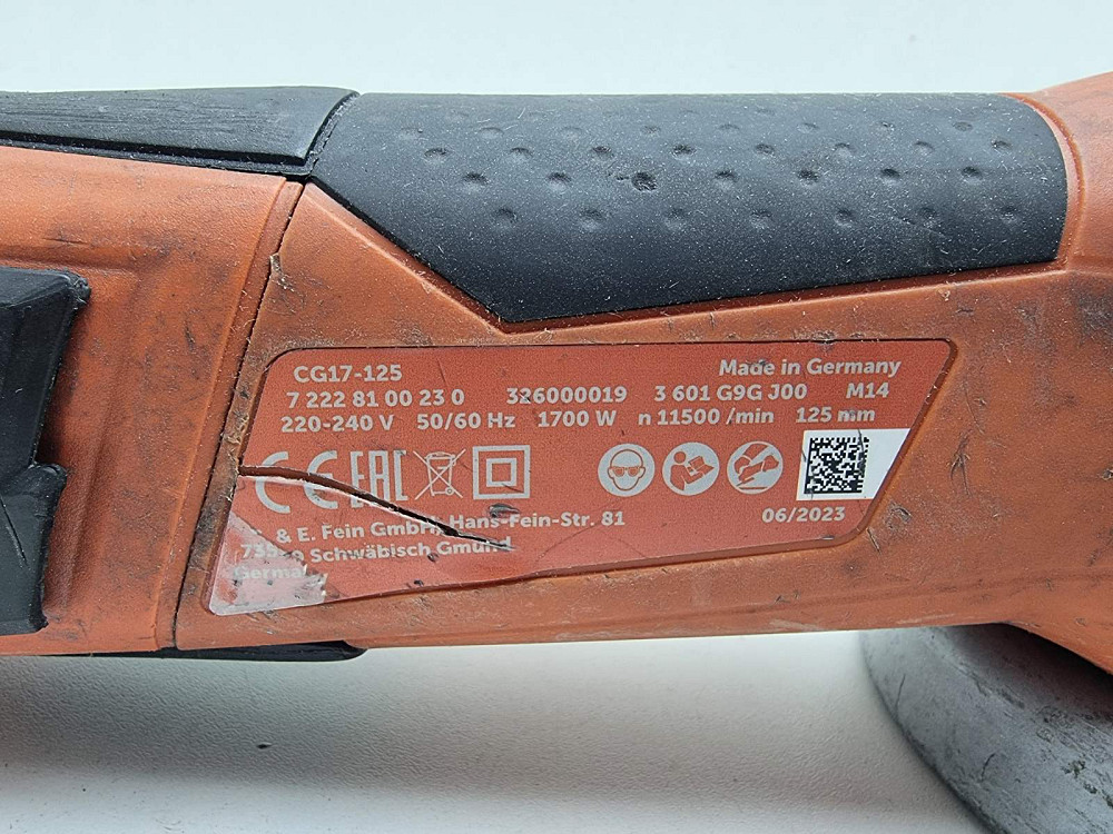 Кутова шліфувальна машина FEIN CG 17-125 Inox 1700 Вт 125 мм (Б клас) Луцк - изображение 3