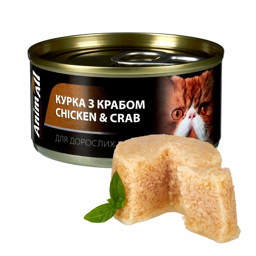 AnimAll АнимАлл влажный корм для кошек, курица с крабом, 85г Киев - изображение 1