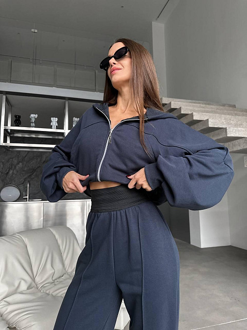 Жіночий прогулянковий костюм двійка: кофта на блискавці і штани турецька петля + рібана Одеса - фото 1