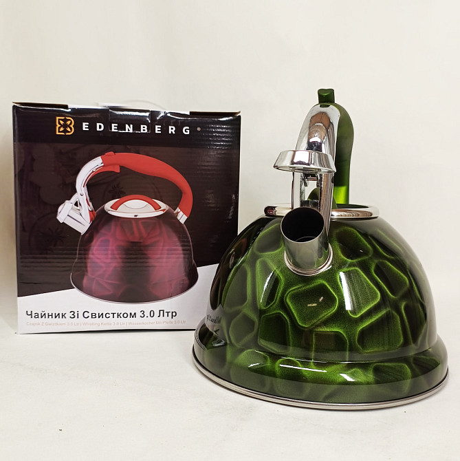 Элегантный чайник из нержавеющей стали со свистком Edenberg EB-1910 3л, Чайник на плиту для кухни JL-29 Львов - изображение 8