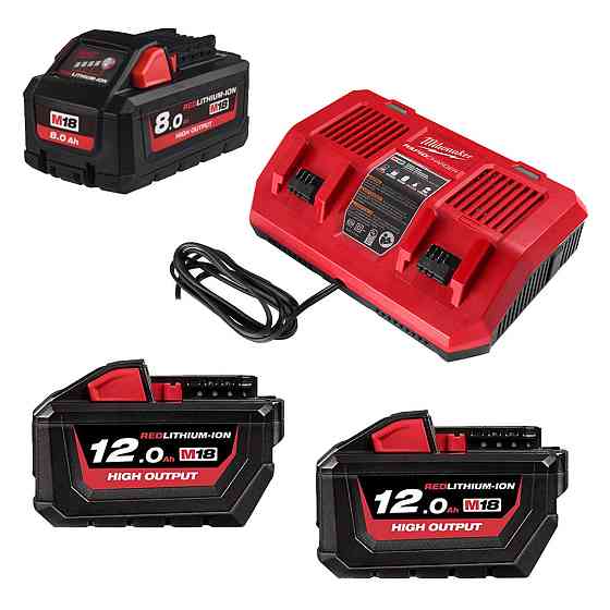 Енергокомплект Li-Ion MILWAUKEE, M18 HNRGO1-823 (зарядний пристрій M18 DFC, 1 акумулятор М18 НВ8 8Аг, 2 акумулятори М18 НВ12 12А Одеса
