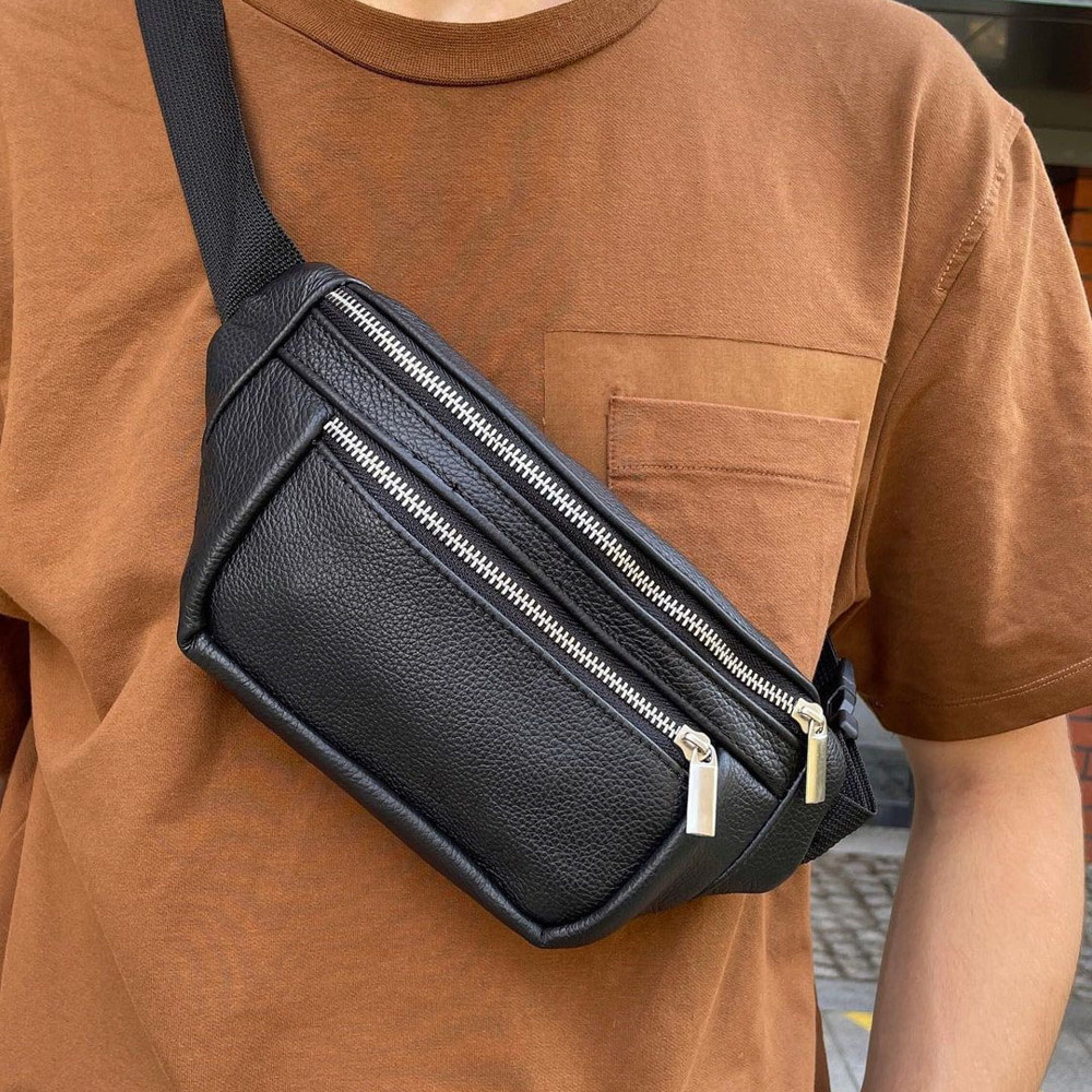 Сумка бананка чоловіча через плече шкіра, Бананка універсальна Шкіряна сумка на груди KO-66 Львів - фото 8