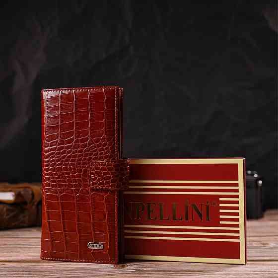 Ультрамодный кошелек для мужчин из натуральной кожи с тиснением под крокодила Рыжий (CANPELLINI) Киев