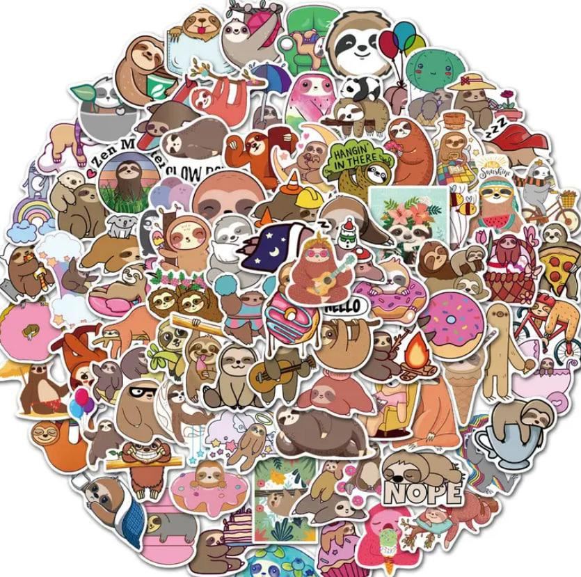 Наклейки с ленивцем, виниловые водонепроницаемые наклейки для бутылки с водой, набор 50 шт. Киев - изображение 3