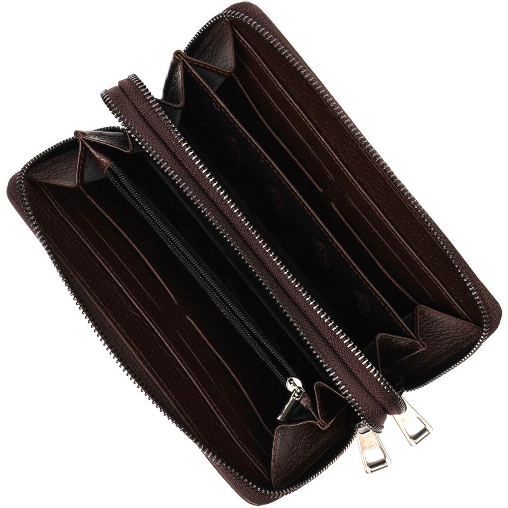Місткий чоловічий клатч із двома відділеннями з натуральної шкіри BOND 22025 Коричневий Київ - фото 5