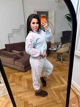 Жіночий велюровий костюм зі вставками Блакитний, 42/46 Харків