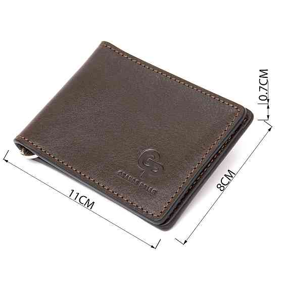 Чоловічий шкіряний затиск для грошей GRANDE PELLE 11478 Коричневий Київ