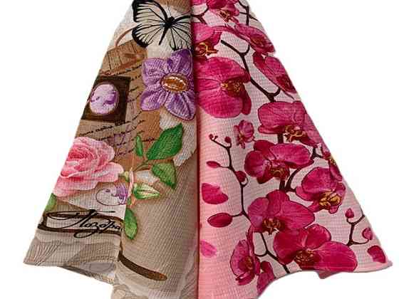 Ecotton Набір кухонних рушників вафельних Ecotton 2 шт 50х60 см Орхідея рожевого кольору Коломия