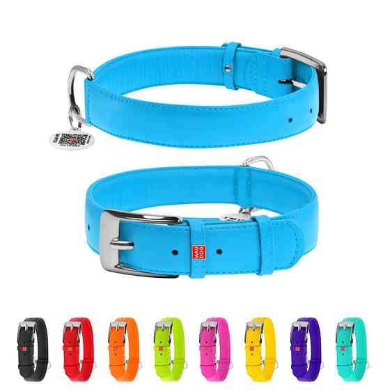 Нашийник для собак шкіряний WAUDOG Glamour з QR паспортом, без прикрас, XL, Ш 35 мм, Дов 46-60 Коломыя