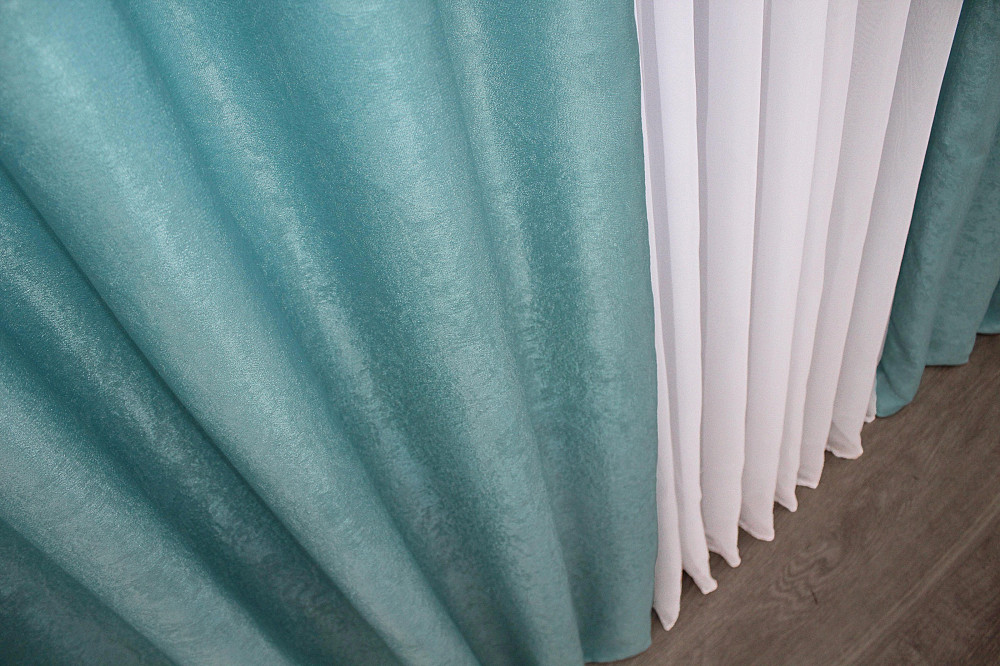 Комплект готових штор VR-Textil Льон Парма № 1339ш Блакитний 100х270 см 2 шт (31-587) Київ - фото 7