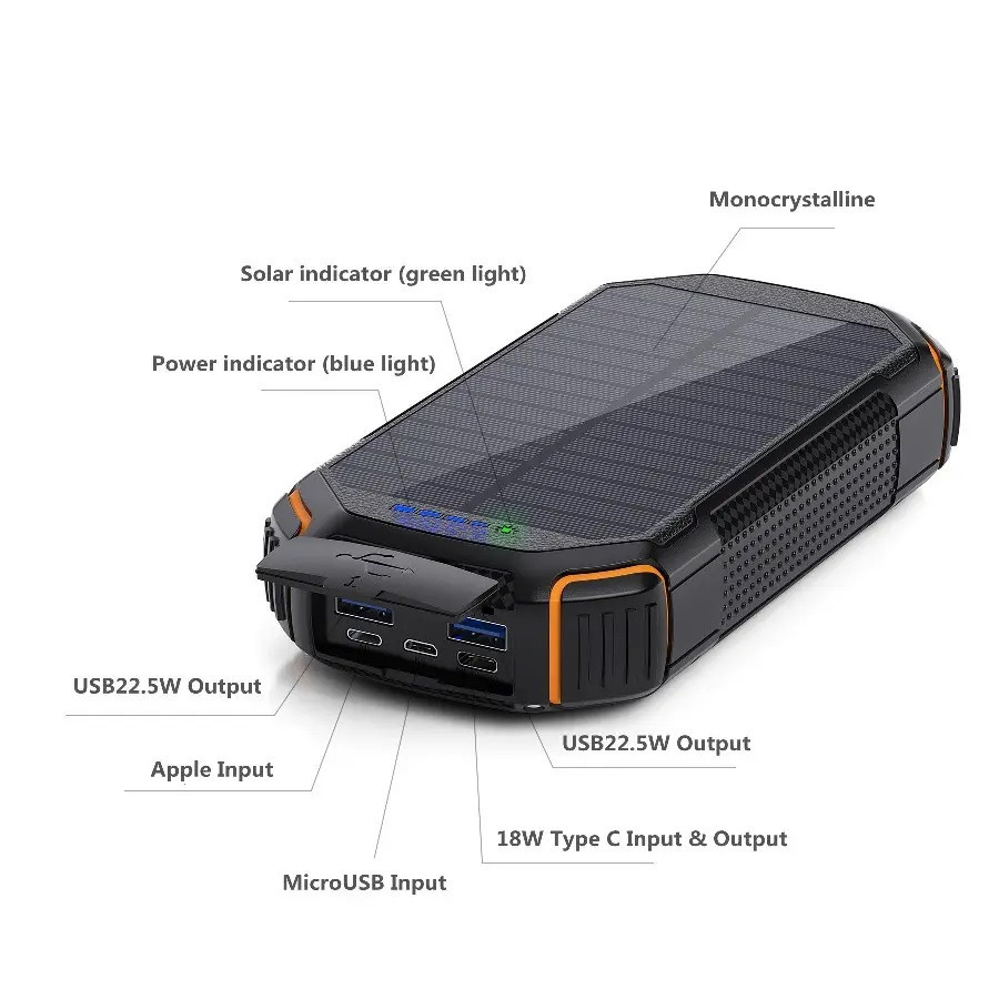 УМБ PowerBank із сонячною панеллю, повербанк КВАНТ WSC31-3 30000mAh Харків - фото 8