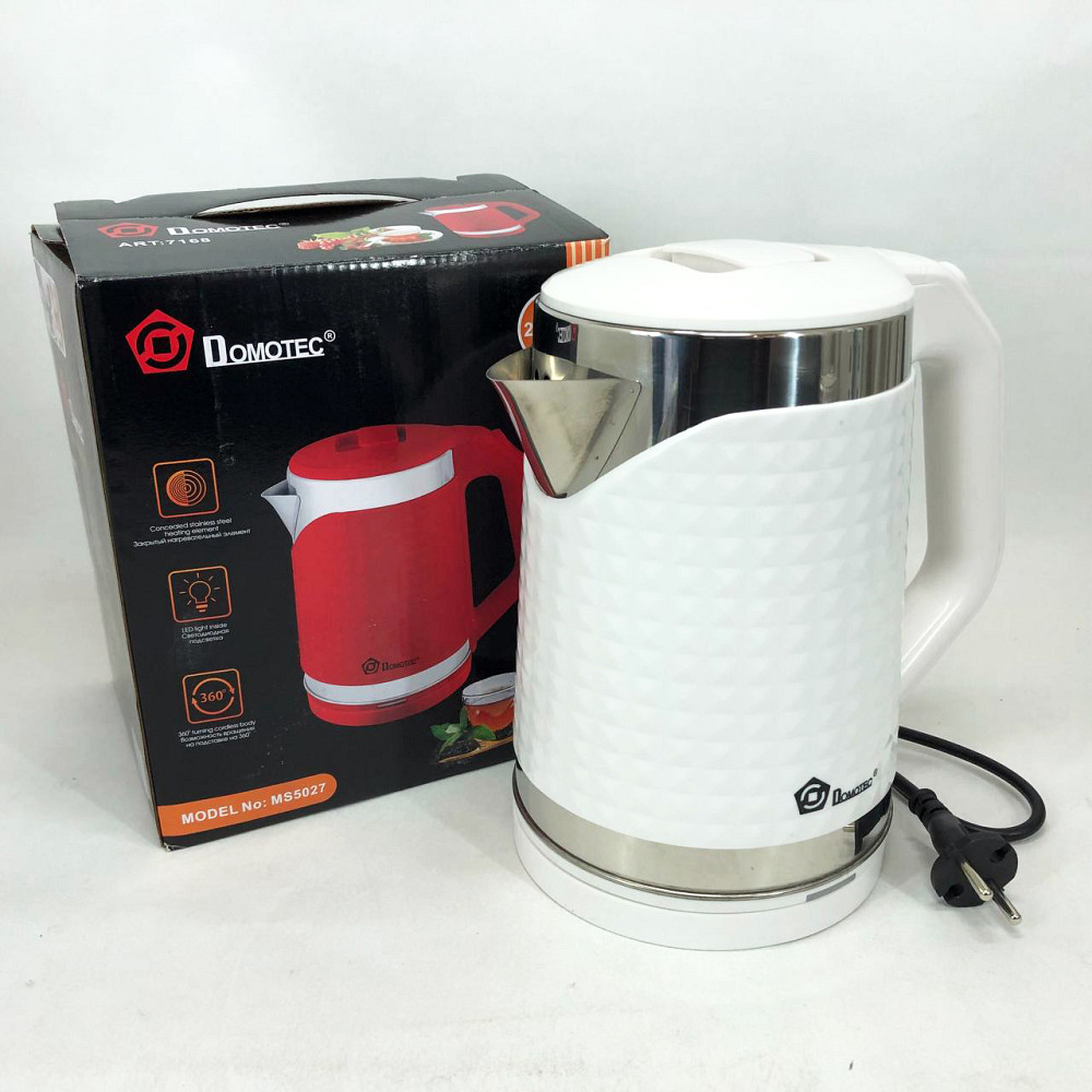 Електричний чайник безшумний Domotec MS-5027 2000 Вт 2.2 л, Вишуканий електрочайник VJ-59 Івано-Франківськ - фото 7