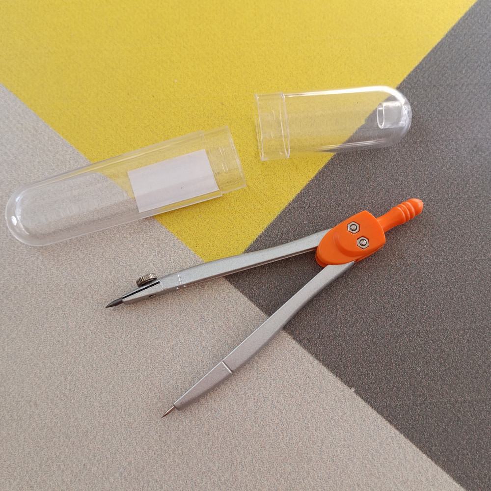 Циркуль 11,5 см у пластиковому футлярі жовтогарячий Київ - фото 1