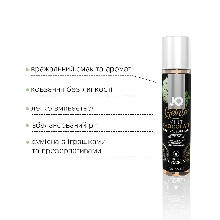 Змазка на водній основі System JO GELATO Mint Chocolate (30 мл) без цукру, парабенів та пропіленглік Львів - фото 3