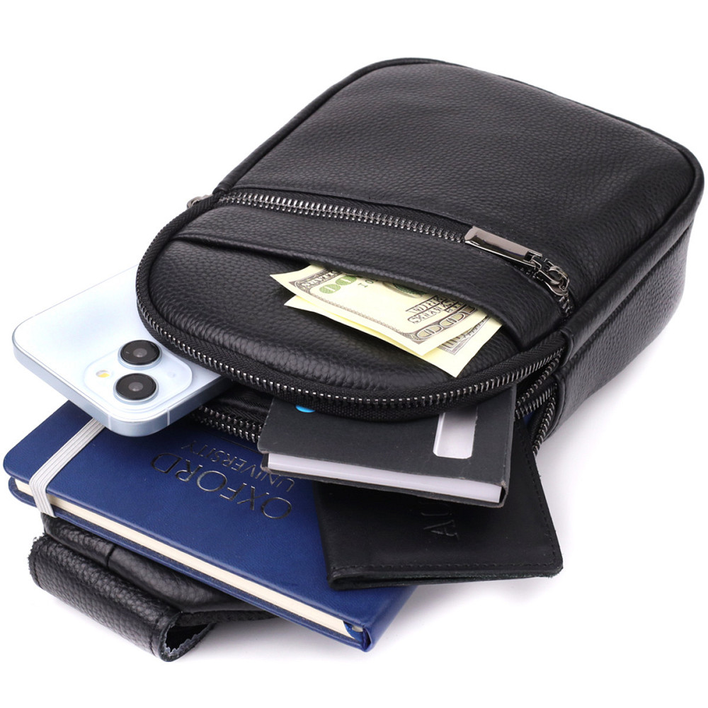 Мужская сумка через плечо из натуральной кожи Vintage 23018 Черный Киев - изображение 8