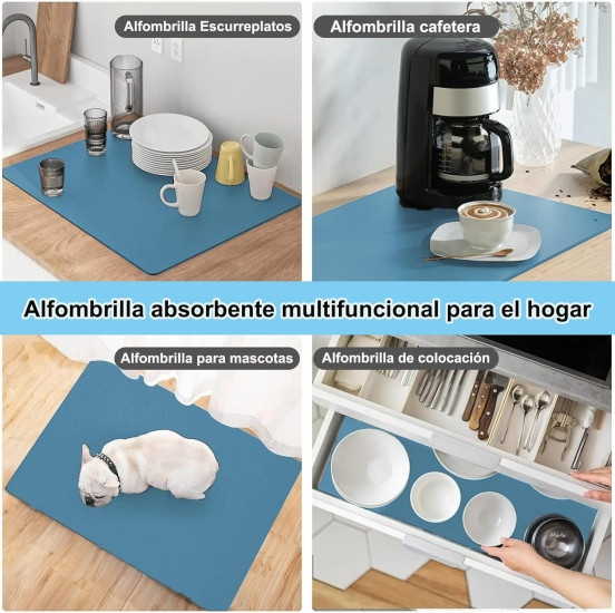 Супер поглинаючий килимок нековзний для сушіння посуду суперабсорбуючий 49*39 см Blue Вінниця - фото 3
