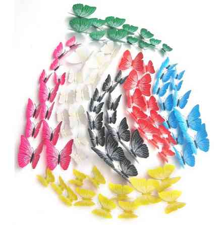 Рожеві метелики на магніті - у наборі 12шт. різних розмірів, пластик Київ