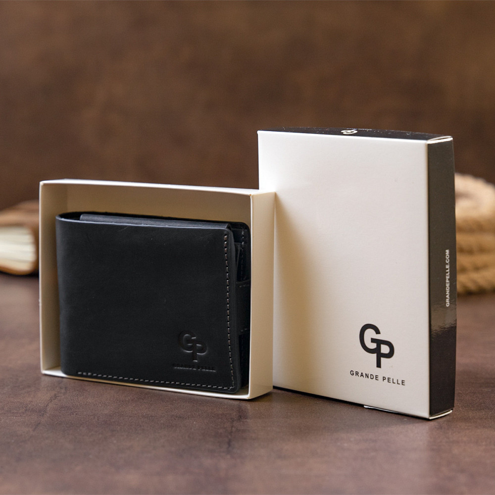 Портмоне горизонтальне Amico на магніті на два відділення матове GRANDE PELLE 11319 Чорне Київ - фото 1