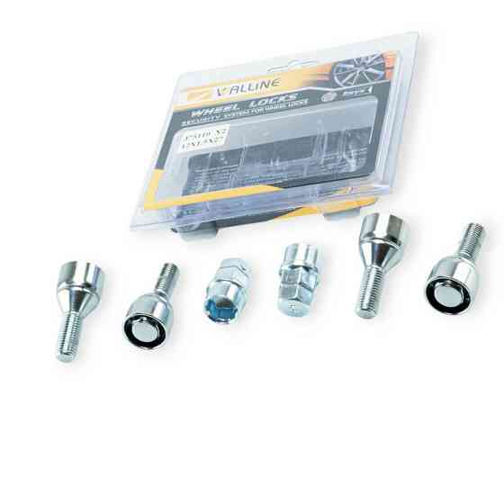 Болт хром 12х28 (ш 1,5) конус, секретки (вращ кольцо 2ключа)(4шт) колесный Мукачево