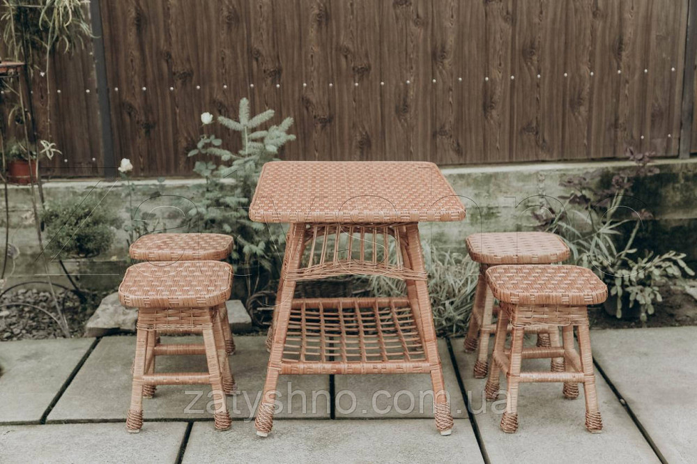 Плетеная мебель из лозы на кухню | стулья плетеные из лозы | плетеные 4 стулья столик Киев - изображение 1