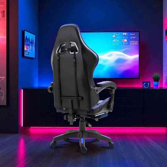 Игровое эргономичное компьютерное кресло Vicotan VIP с подставкой для ног, черно-синее, с регулировкой наклона Львов