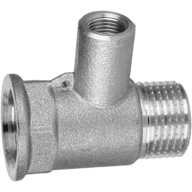 Трійник для датчика температури нікельований 1/2″ВР х М10 х 1/2″ЗР штампований посилений А0202А(нк) VA (000027737) Київ - фото 1