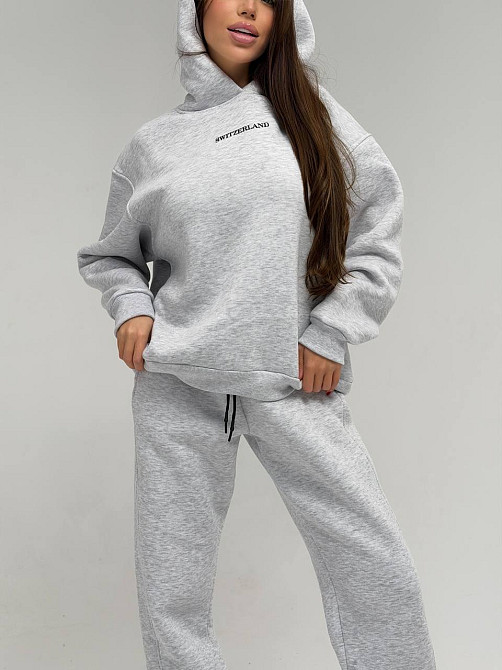 Жіночий стильний спортивний костюм-двійка: худі + штани, тринитка Пен'є на флісі турція Меланж, 50/52 Одеса - фото 5