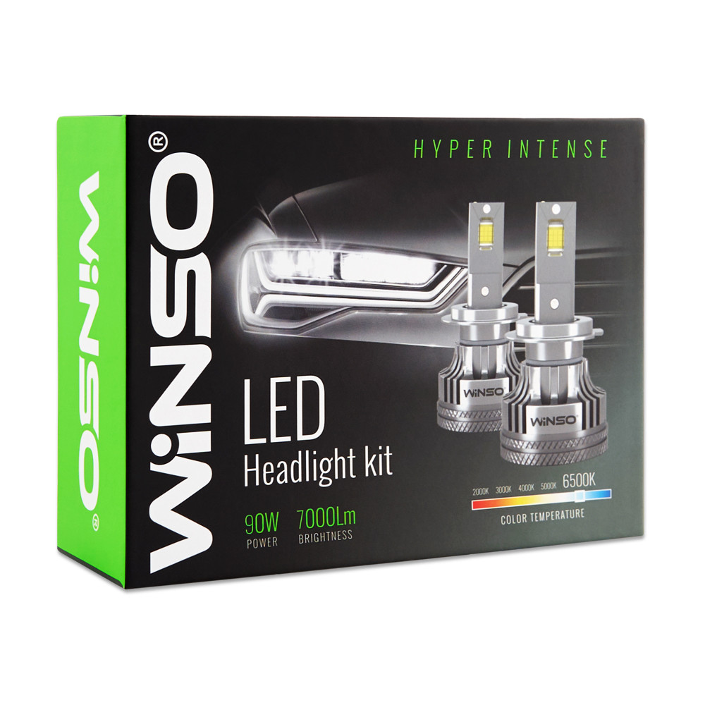 Автолампа Winso LED H7 12/24V 90Вт 7000Лм 6500K CSP3970 2шт Львов - изображение 2