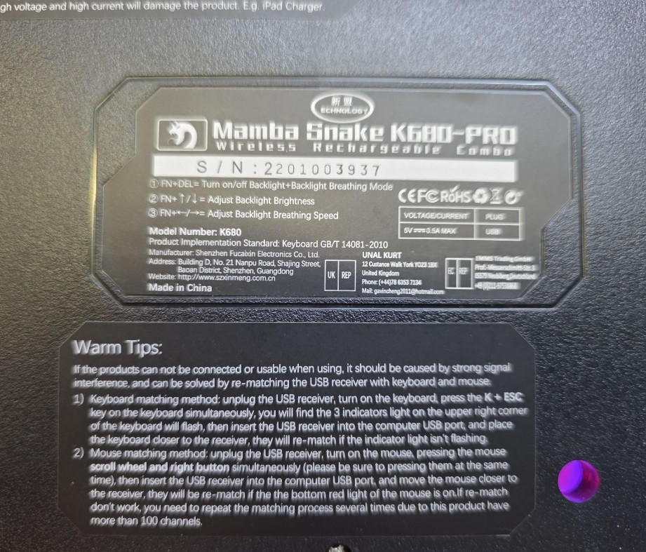 Беспроводной набор Xinmeng Mamba Snake K680-Pro (клавиатура + мышь) Харьков - изображение 1