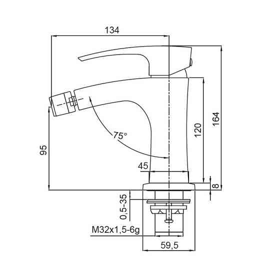 Смеситель для биде Koer KB-20007-01 хромированный KR3458 Харьков