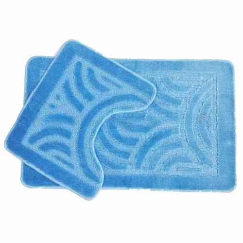 Килимок для ванної кімнати 50*40см U-виріз Орнамент Econom синій поліпропілен Дариана Житомир