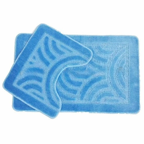 Килимок для ванної кімнати 50*40см U-виріз Орнамент Econom синій поліпропілен Дариана Житомир - изображение 3