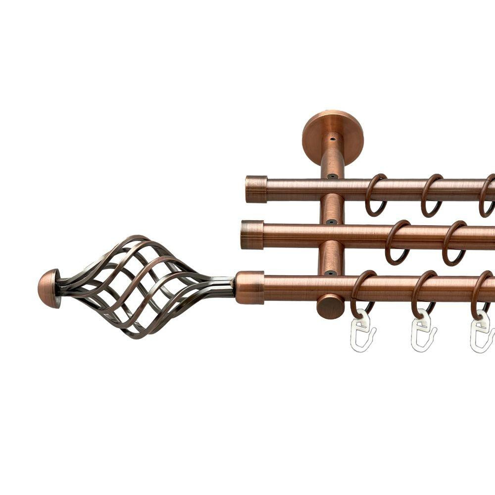 Карниз Orvit Арезо металевий трирядний циліндр (20 см) гладка труба кільце металеве Мідь 16\16\16 мм 160 см (00-00020296) Львів - фото 1