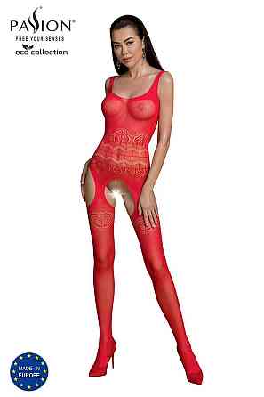 Бодистокинг Passion ECO BS005 red, плотный, открытый доступ, имитация подвязок Sex Aura Киев