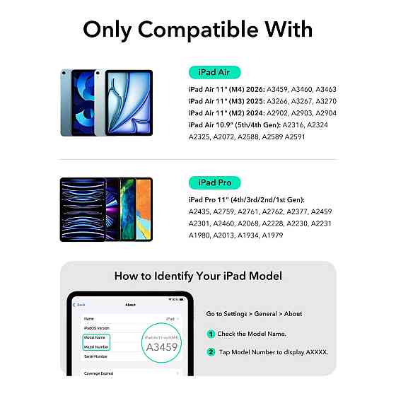 Чохол-клавіатура ESR для iPad Air/Pro 11 M4/M3/M2/M1 чорний QWERTY знімний захисний корпус магнітна підставка Київ