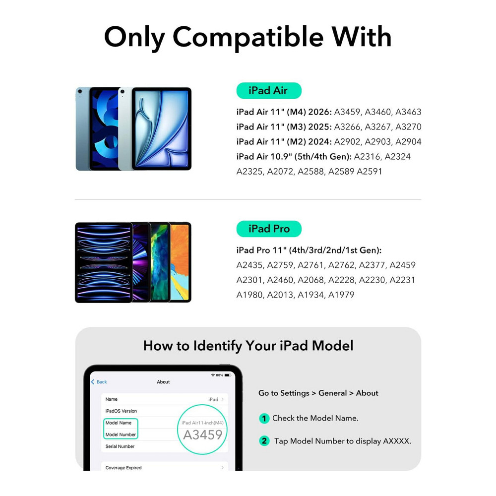 Чехол-клавиатура ESR для iPad Air/Pro 11 M4/M3/M2/M1 черный QWERTY съемный защитный корпус магнитная подставка Киев - изображение 4
