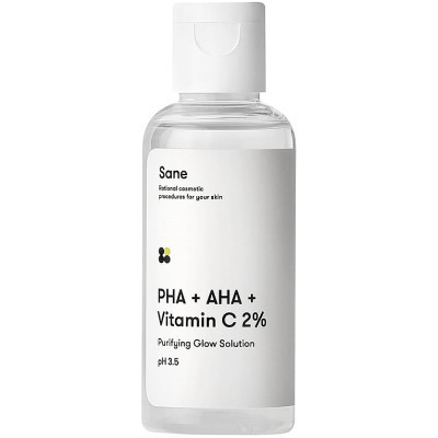 Тоник для лица Sane PHA + AHA + Vitamin C 2% Purifying Glow Solution 50 мл (4820266830588) Винница - изображение 1