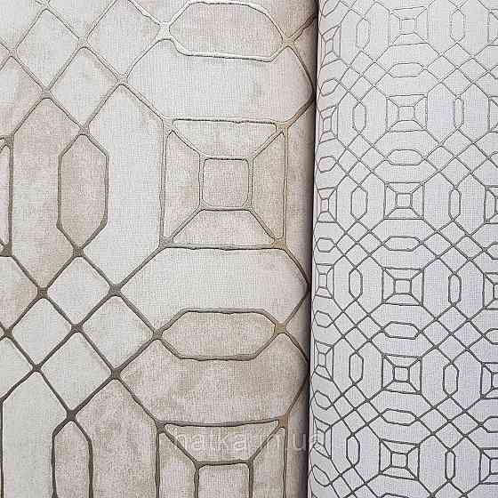 Шпалери флізелінові еко Galerie Metallic FX 0,53Х10 англія геометрія фігури золотом структурних на коричневому Київ