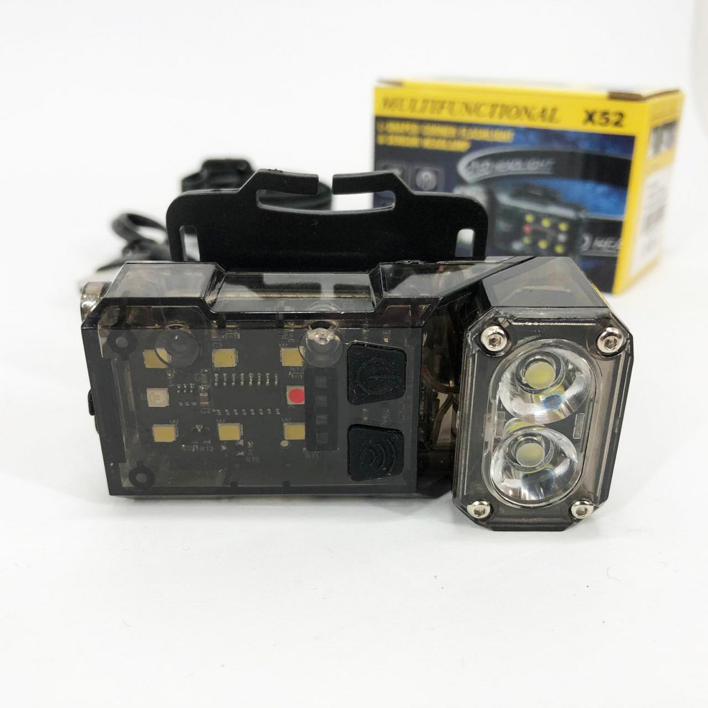 Налобный фонарь яркий X52, 2LED+6SMD RGB, Мощный аккумуляторный фонарик на голову MK-28 Львов - изображение 3