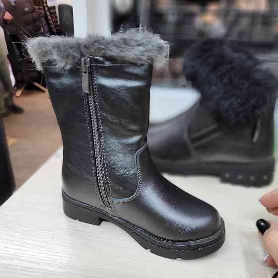 Детские зимние полусапожки черные для девочек 29,30 Николаев