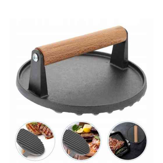 Прес для м'яса чавунний з дерев'яною ручкою 1,5 кг Ø20 см GRILLI 777185 Код: 012708 Рівне