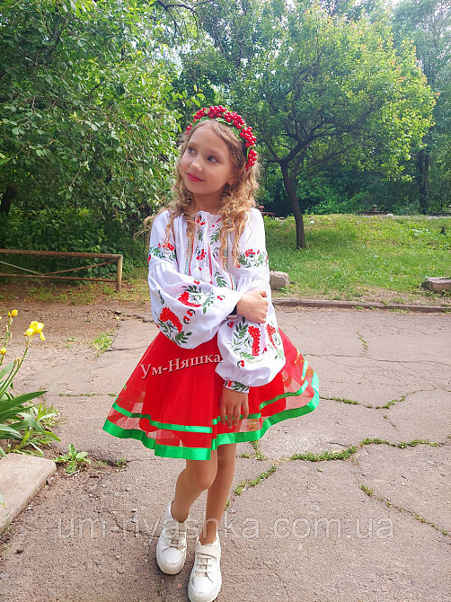 Дитяча вишиванка на натуральному полотні Калина сила роду Кривий Ріг - фото 4