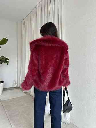 Женская стильная короткая шуба с большим воротником искусственный мех Бордовый, 44 Одесса