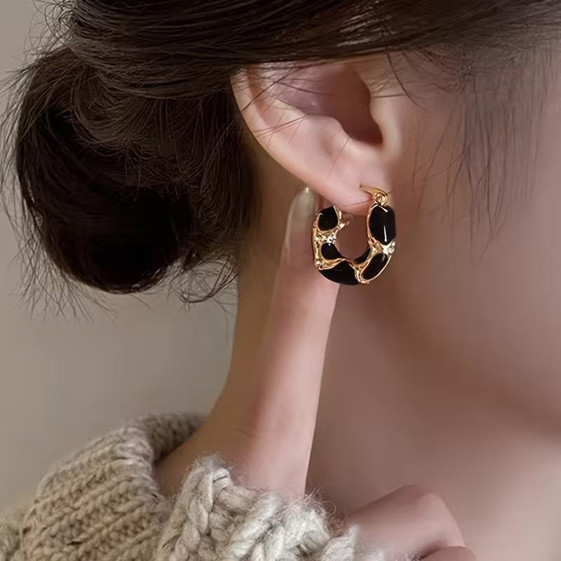 Серьги набор 5 пар в различных дизайнах с эмалью золотистые,женская бижутерия серьги комплект из цинкового сплава Каменец-Подольский - изображение 8