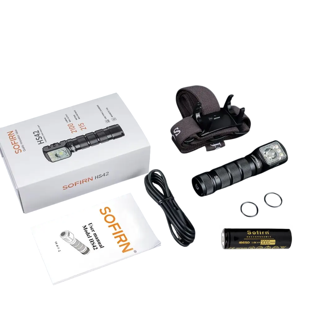 Налобный фонарь Sofirn HS42 + аккумулятор 3000mAh + клипса (2100лм 6000К USB-C 18650 IP66) с красным светом Черный Киев - изображение 8